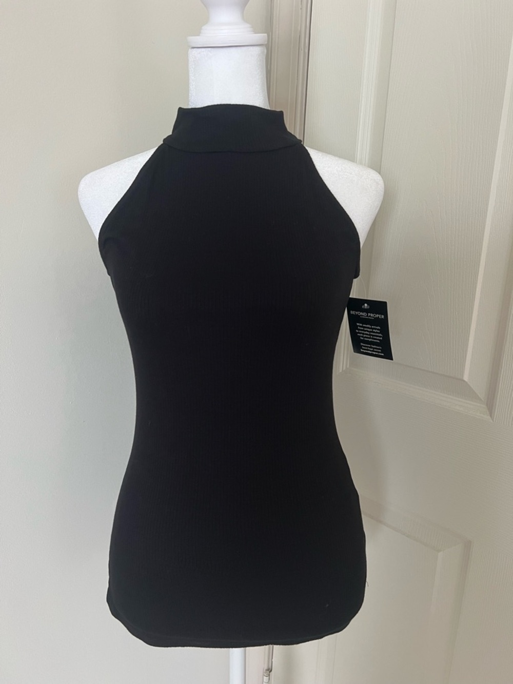 Boston Proper Black Ribbed Halter Tank